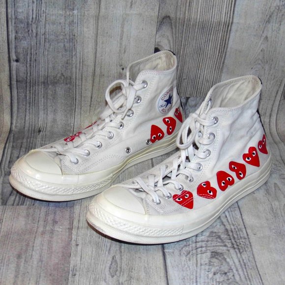 CONVERSE X PLAY Comme des Garçons Chuck 70 Multi Heart Sneakers Mens Size 10 - Picture 3 of 7